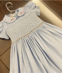 Vestido Azul Flores e Linhas