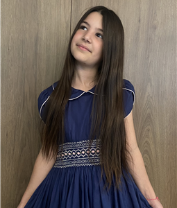 Vestido Azul Marinho com Detalhes Salmo