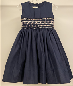 Vestido Azul Marinho sem Manga Bordado Prolas