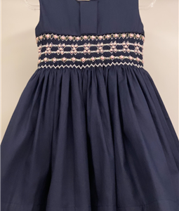 Vestido Azul Marinho sem Manga Bordado Prolas