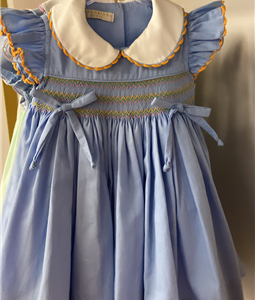 Vestido Azul tipo Materno com  acabamento em Croch
