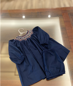 Vestido de Manga Longa tipo Batinha com shortinho Azul Marinho