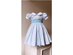 Vestido Floral Azul Gola Nuvem Bordada