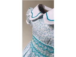 Vestido Floral Azul Gola Nuvem Bordada