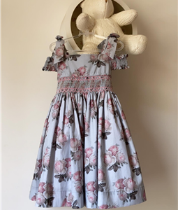 Vestido Floral Cinza com Lastex