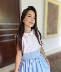 Vestido Gola Nuvem sem manga saia Azul Lao atrs