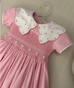 Vestido Rosa Beb com Gola ricamente bordada