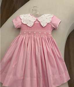 Vestido Rosa Beb com Gola ricamente bordada