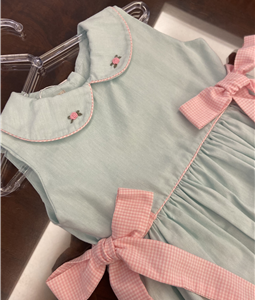 Vestido Verde Laos Xadrez Rosa