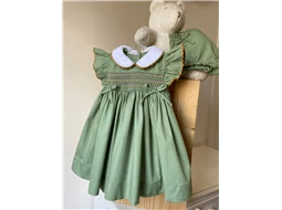 Vestido Verde Oliva tipo Materno com  acabamento de Crochê