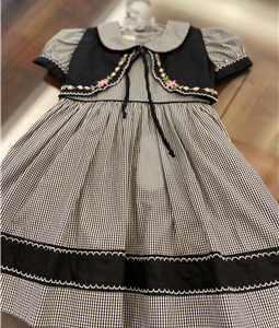 Vestido Xadrez Preto com Bolero Bordado